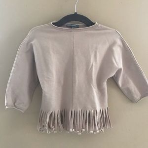 Minimu Blush Pink Long Sleeve Fringe Top Size 2